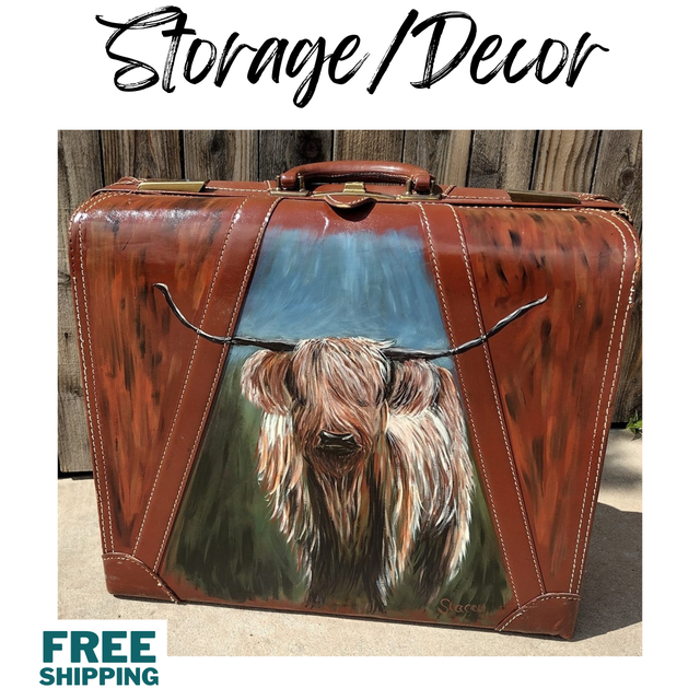 Vintage Luggage Hand Painted Stacey